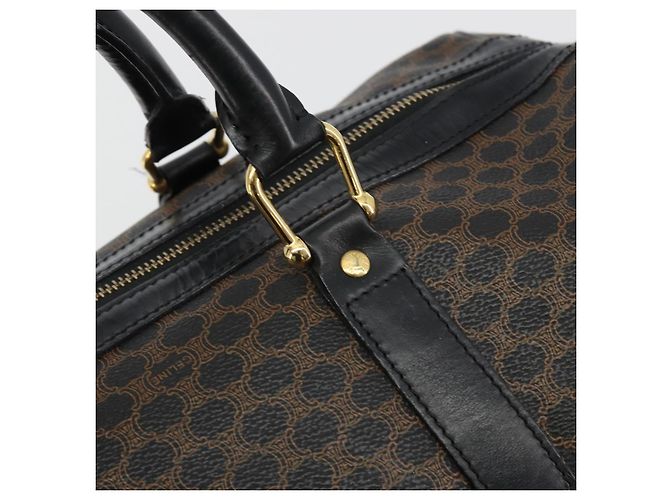 Céline Borsa Boston CELINE Macadam Canvas PVC Pelle Nera Oro Auth 189541A Nero D'oro - vista 19