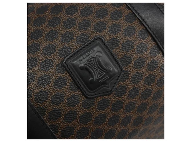 Céline Borsa Boston CELINE Macadam Canvas PVC Pelle Nera Oro Auth 189541A Nero D'oro - vista 20