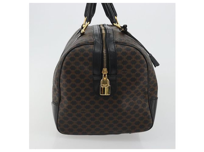 Céline Borsa Boston CELINE Macadam Canvas PVC Pelle Nera Oro Auth 189541A Nero D'oro - vista 3