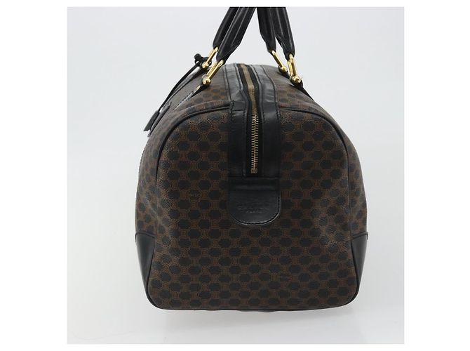 Céline Borsa Boston CELINE Macadam Canvas PVC Pelle Nera Oro Auth 189541A Nero D'oro - vista 4