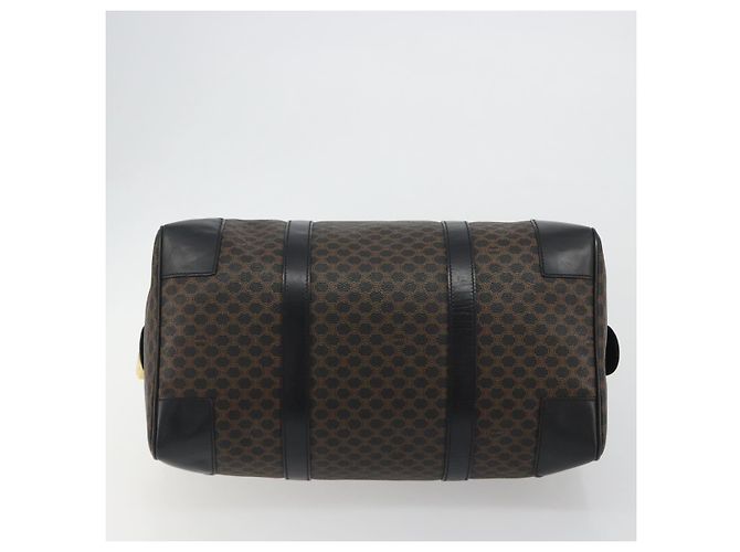 Céline Borsa Boston CELINE Macadam Canvas PVC Pelle Nera Oro Auth 189541A Nero D'oro - vista 5