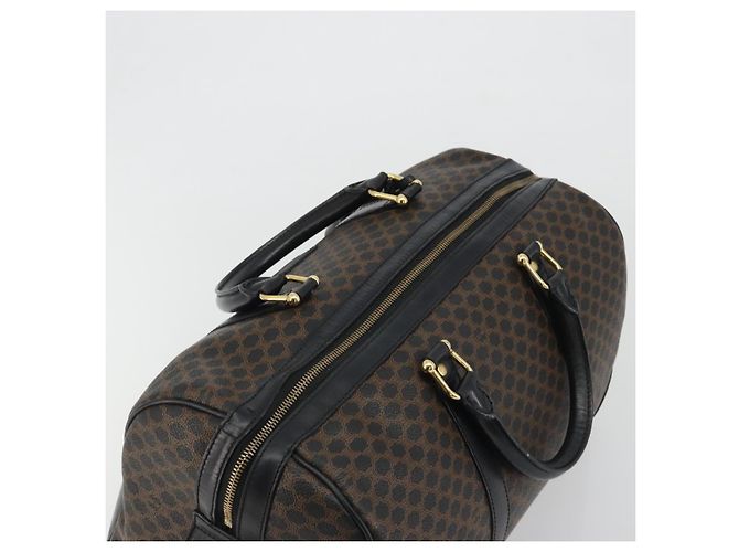 Céline Borsa Boston CELINE Macadam Canvas PVC Pelle Nera Oro Auth 189541A Nero D'oro - vista 6