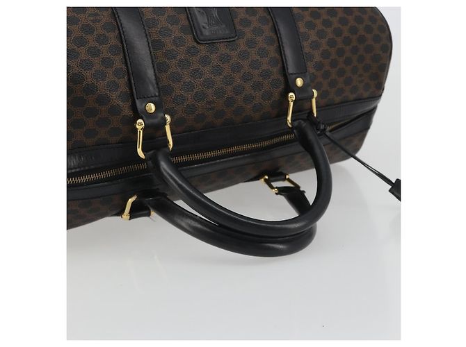 Céline Borsa Boston CELINE Macadam Canvas PVC Pelle Nera Oro Auth 189541A Nero D'oro - vista 7