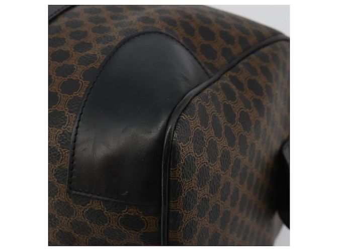 Céline Borsa Boston CELINE Macadam Canvas PVC Pelle Nera Oro Auth 189541A Nero D'oro - vista 8