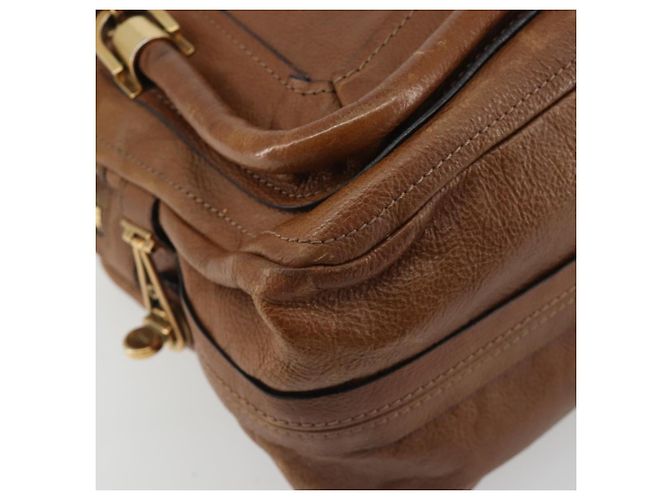 Chloé Borsa Chloe Paraty in pelle marrone oro Auth bs35996 D'oro - vista 16
