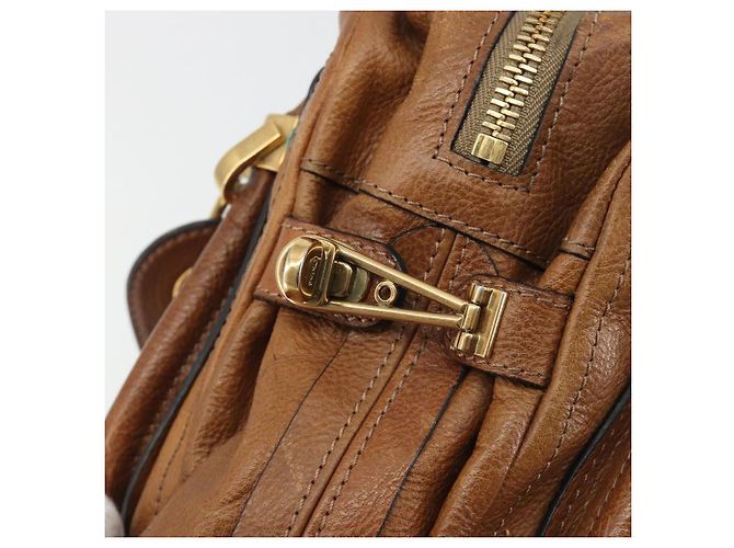 Chloé Borsa Chloe Paraty in pelle marrone oro Auth bs35996 D'oro - vista 17