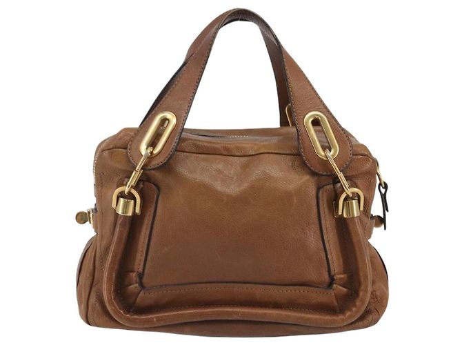 Chloé Borsa Chloe Paraty in pelle marrone oro Auth bs35996 D'oro - vista 2