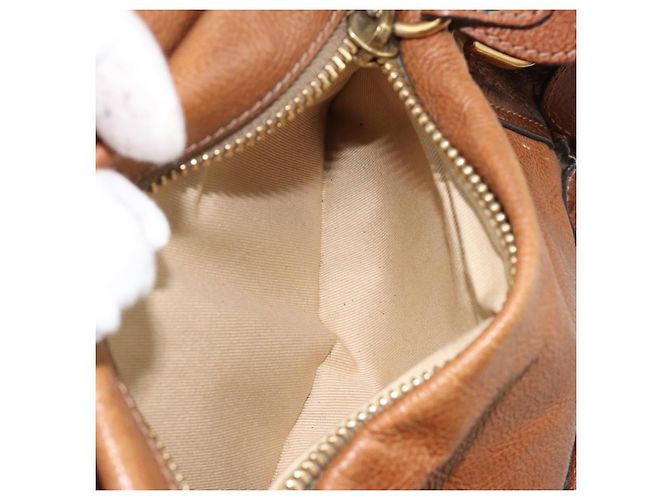 Chloé Borsa Chloe Paraty in pelle marrone oro Auth bs35996 D'oro - vista 22