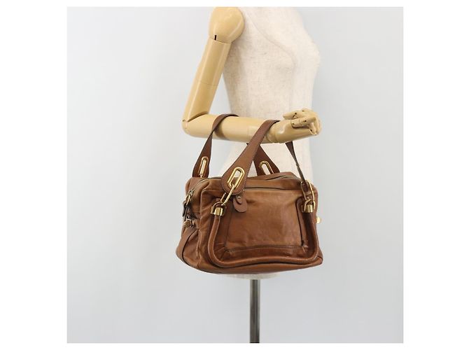Chloé Borsa Chloe Paraty in pelle marrone oro Auth bs35996 D'oro - vista 23