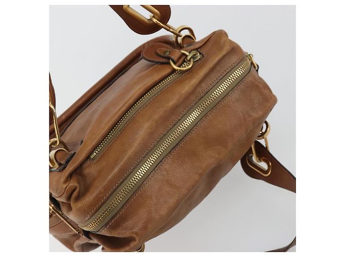 Chloé Borsa Chloe Paraty in pelle marrone oro Auth bs35996 D'oro - vista 6