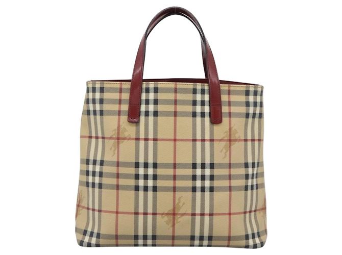 BURBERRY Nova Check Handtas aus PVC Beige Silver Auth 190798A Silber - Ansicht 13
