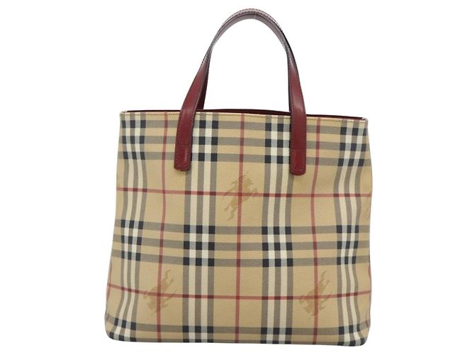 BURBERRY Nova Check Handtas aus PVC Beige Silver Auth 190798A Silber - Ansicht 2
