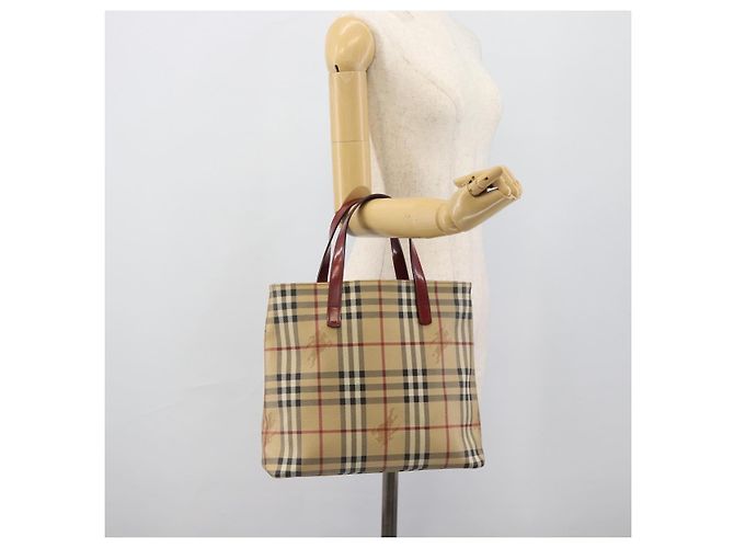 BURBERRY Nova Check Handtas aus PVC Beige Silver Auth 190798A Silber - Ansicht 21