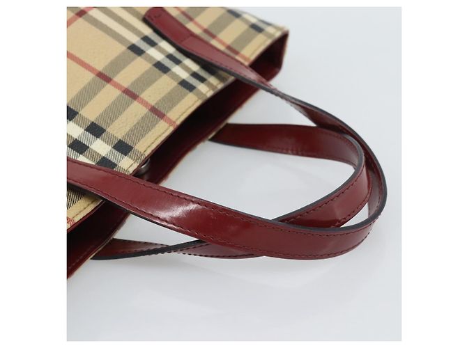 BURBERRY Nova Check Handtas aus PVC Beige Silver Auth 190798A Silber - Ansicht 7