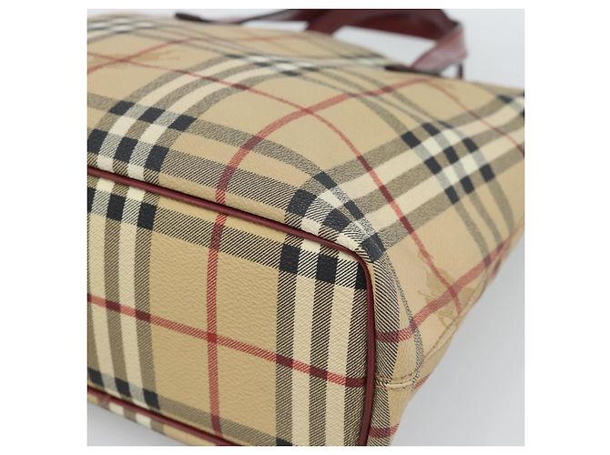 BURBERRY Nova Check Handtas aus PVC Beige Silver Auth 190798A Silber - Ansicht 9