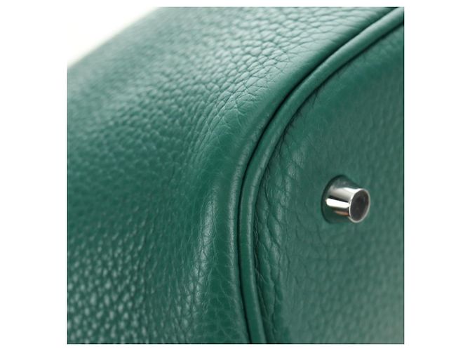 Hermès Borsa HERMES Picotan Lock GM in Taurillon Clemence Verde Argento Autentica 190070SAM - vista 15