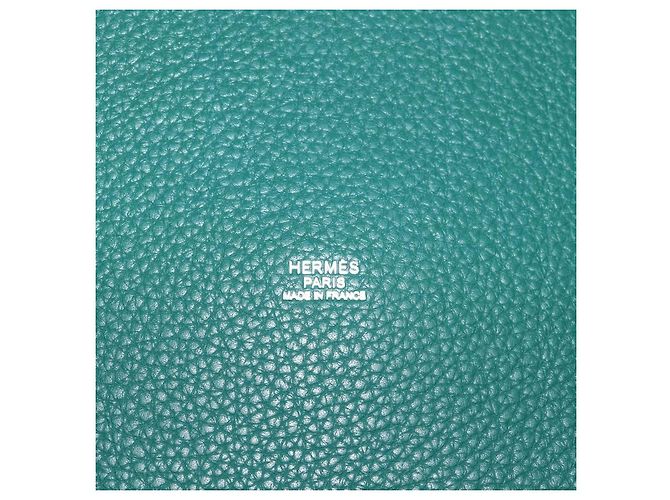 Hermès Borsa HERMES Picotan Lock GM in Taurillon Clemence Verde Argento Autentica 190070SAM - vista 19