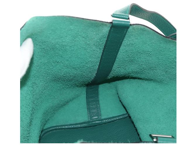 Hermès Borsa HERMES Picotan Lock GM in Taurillon Clemence Verde Argento Autentica 190070SAM - vista 20