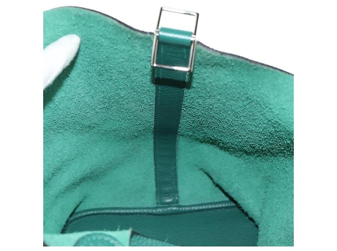 Hermès Borsa HERMES Picotan Lock GM in Taurillon Clemence Verde Argento Autentica 190070SAM - vista 21