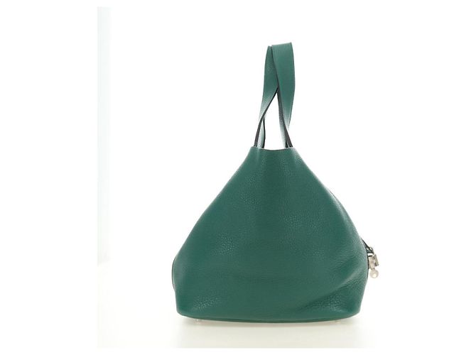 Hermès Borsa HERMES Picotan Lock GM in Taurillon Clemence Verde Argento Autentica 190070SAM - vista 4