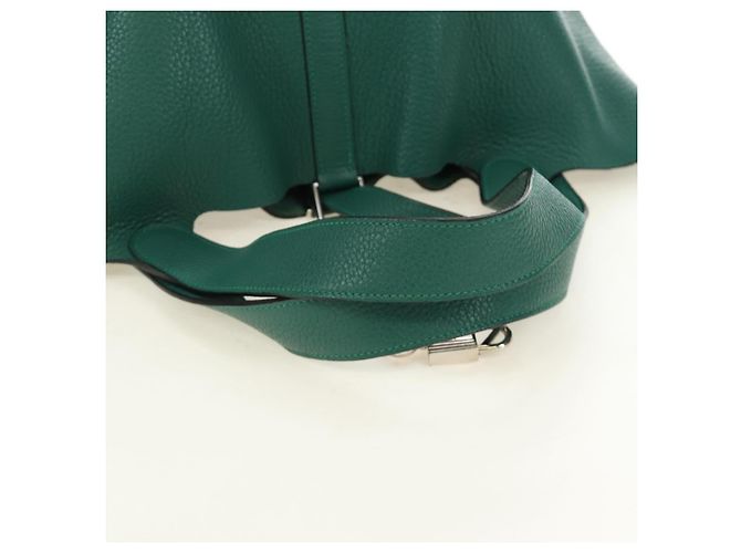 Hermès Borsa HERMES Picotan Lock GM in Taurillon Clemence Verde Argento Autentica 190070SAM - vista 7