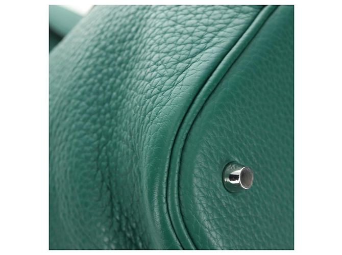Hermès Borsa HERMES Picotan Lock GM in Taurillon Clemence Verde Argento Autentica 190070SAM - vista 9