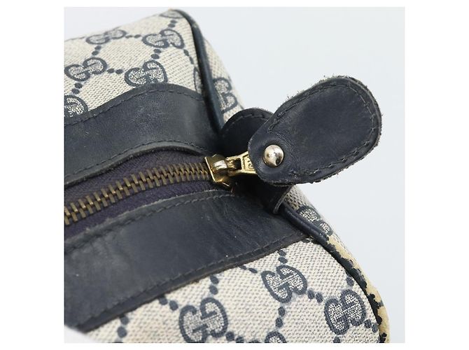 Borsa Boston GUCCI GG Supreme Sherry Line Navy Gold Auth 190835 D'oro Blu navy - vista 10
