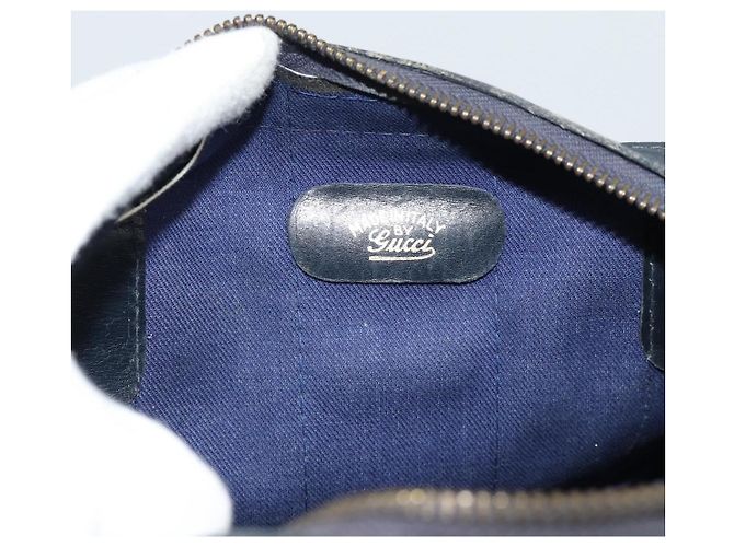 Borsa Boston GUCCI GG Supreme Sherry Line Navy Gold Auth 190835 D'oro Blu navy - vista 12