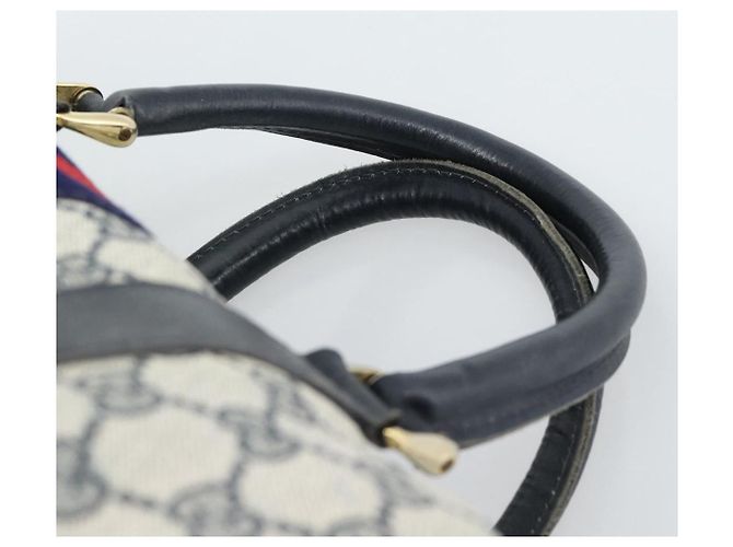 Borsa Boston GUCCI GG Supreme Sherry Line Navy Gold Auth 190835 D'oro Blu navy - vista 14