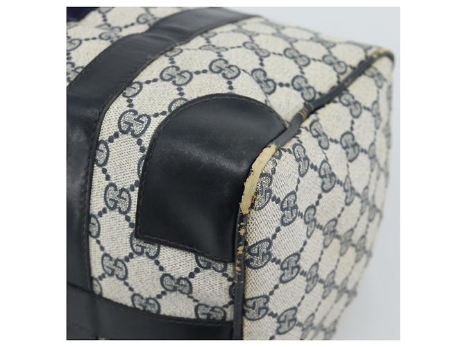 Borsa Boston GUCCI GG Supreme Sherry Line Navy Gold Auth 190835 D'oro Blu navy - vista 16