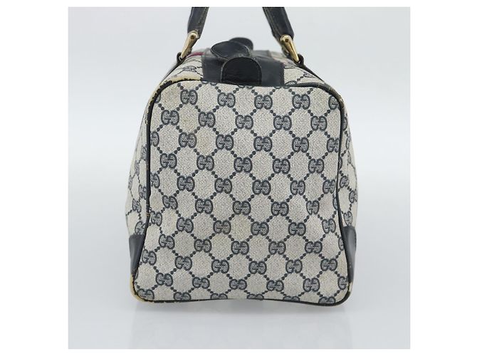 Borsa Boston GUCCI GG Supreme Sherry Line Navy Gold Auth 190835 D'oro Blu navy - vista 3