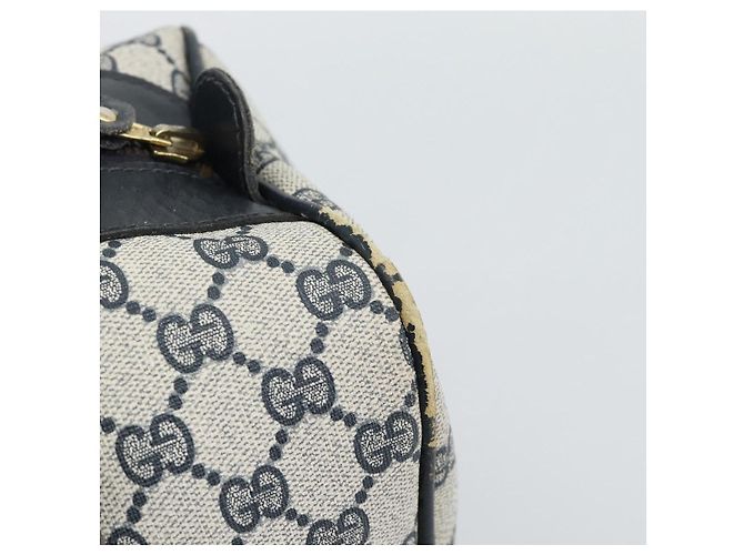 Borsa Boston GUCCI GG Supreme Sherry Line Navy Gold Auth 190835 D'oro Blu navy - vista 9