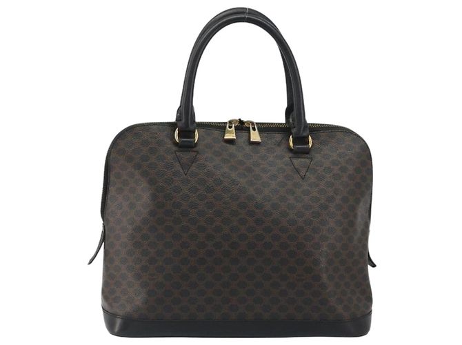 Céline Borsa CELINE Macadam Canvas PVC Pelle Nera Oro Auth mr2677 Nero D'oro - vista 13