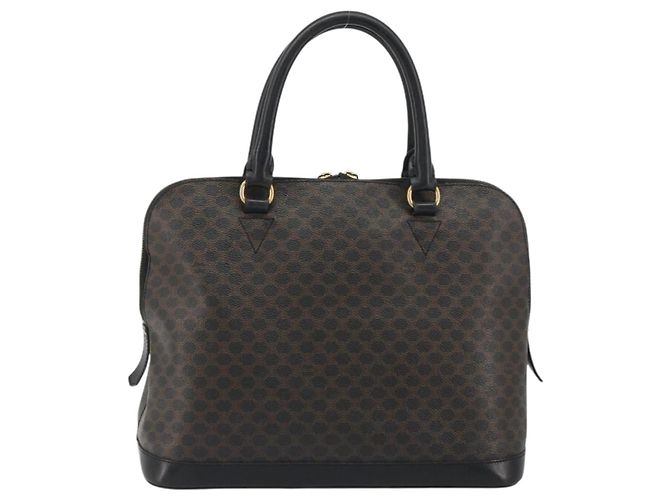 Céline Borsa CELINE Macadam Canvas PVC Pelle Nera Oro Auth mr2677 Nero D'oro - vista 2