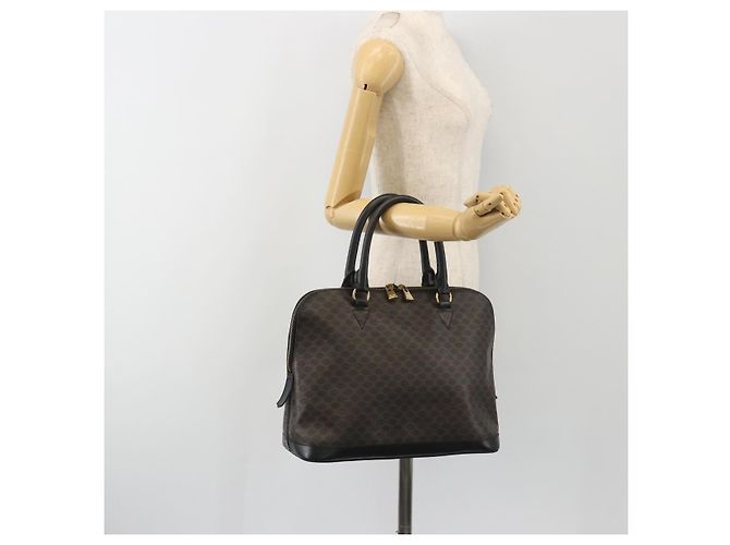 Céline Borsa CELINE Macadam Canvas PVC Pelle Nera Oro Auth mr2677 Nero D'oro - vista 23