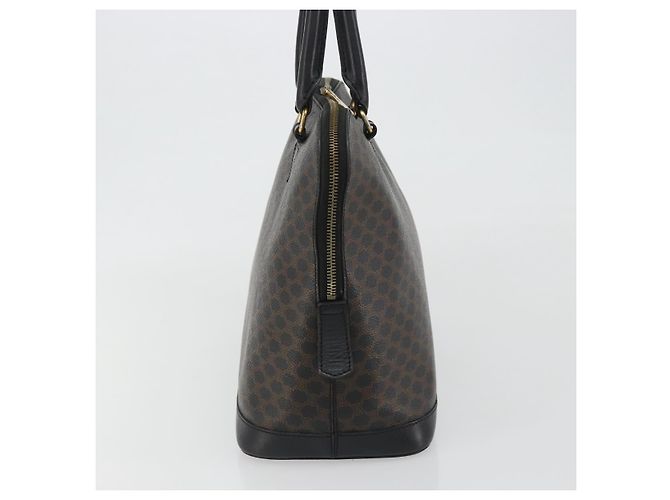 Céline Borsa CELINE Macadam Canvas PVC Pelle Nera Oro Auth mr2677 Nero D'oro - vista 3