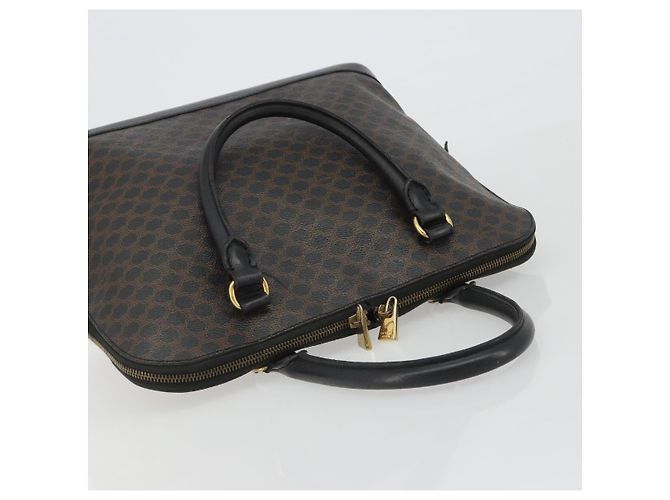Céline Borsa CELINE Macadam Canvas PVC Pelle Nera Oro Auth mr2677 Nero D'oro - vista 6