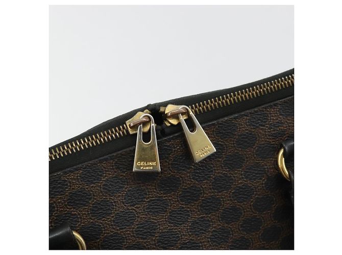 Céline Borsa CELINE Macadam Canvas PVC Pelle Nera Oro Auth mr2677 Nero D'oro - vista 9
