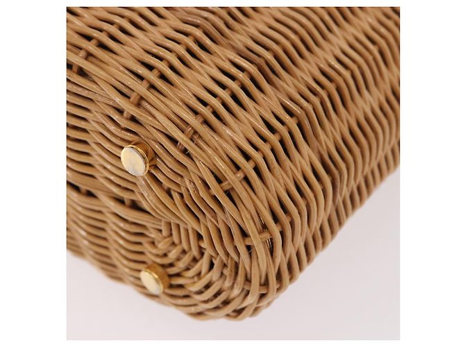 Borsa Salvatore Ferragamo Rattan Gancini Marrone Oro Auth 191683V D'oro - vista 17
