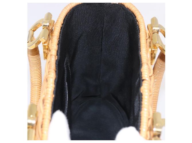 Borsa Salvatore Ferragamo Rattan Gancini Marrone Oro Auth 191683V D'oro - vista 21