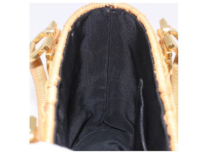 Borsa Salvatore Ferragamo Rattan Gancini Marrone Oro Auth 191683V D'oro - vista 22
