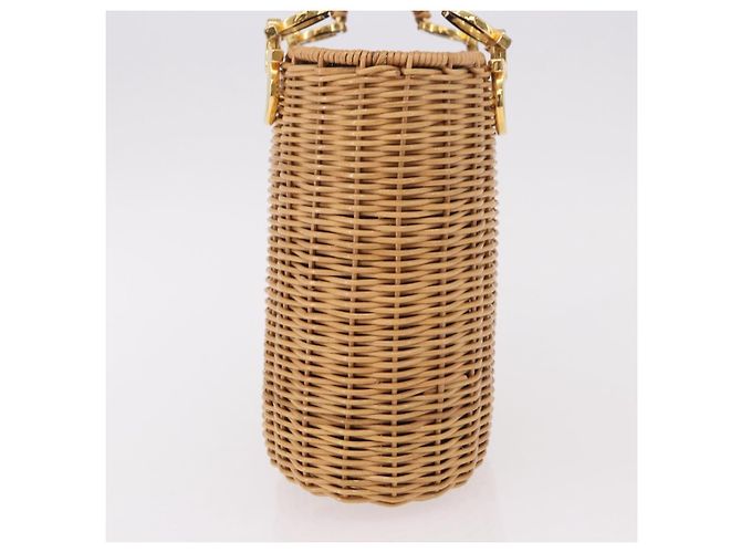 Borsa Salvatore Ferragamo Rattan Gancini Marrone Oro Auth 191683V D'oro - vista 5