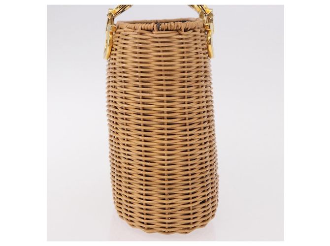 Borsa Salvatore Ferragamo Rattan Gancini Marrone Oro Auth 191683V D'oro - vista 6