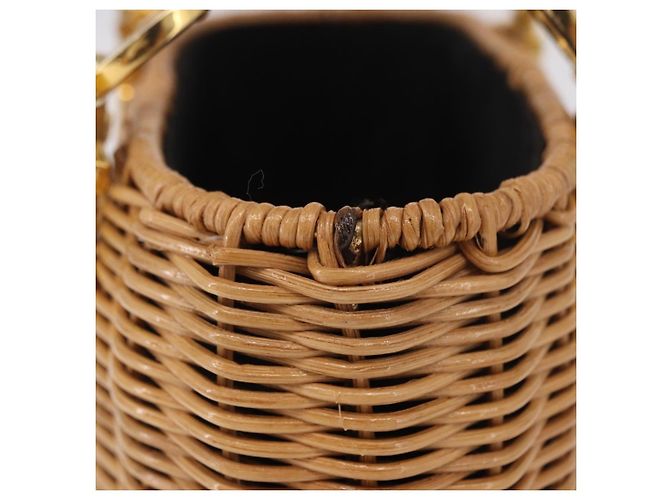 Borsa Salvatore Ferragamo Rattan Gancini Marrone Oro Auth 191683V D'oro - vista 7
