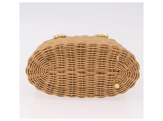 Borsa Salvatore Ferragamo Rattan Gancini Marrone Oro Auth 191683V D'oro - vista 8