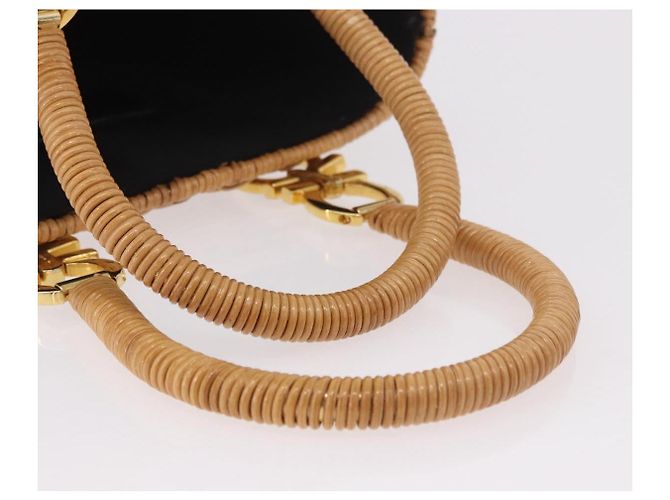 Borsa Salvatore Ferragamo Rattan Gancini Marrone Oro Auth 191683V D'oro - vista 9