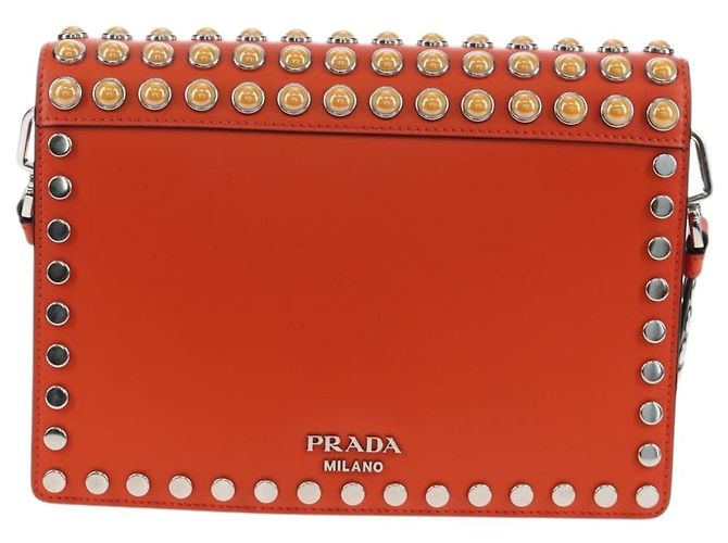 Borsa a Spalla PRADA in Pelle Arancione Argento Auth 190652M - vista 2