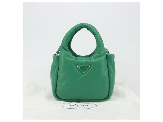 Borsa PRADA in pelle 2way Verde Argento Auth 191471SM - vista 12