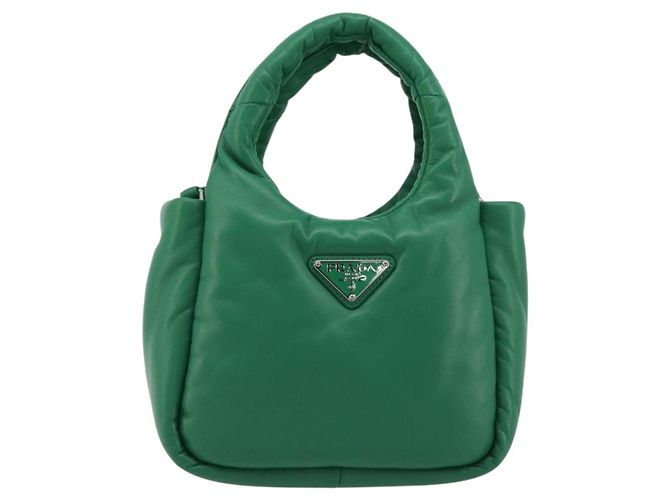 Borsa PRADA in pelle 2way Verde Argento Auth 191471SM - vista 13