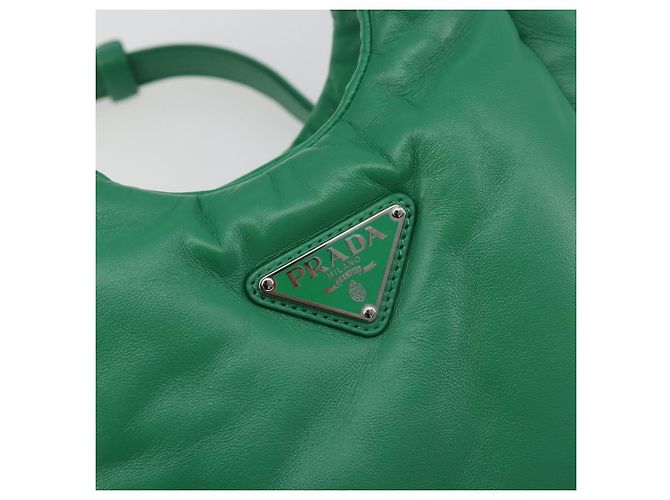 Borsa PRADA in pelle 2way Verde Argento Auth 191471SM - vista 19